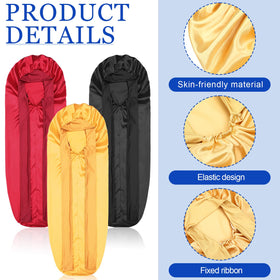Geyoga extra long satin braid bonnet gold closeup emphasizing shine and softness