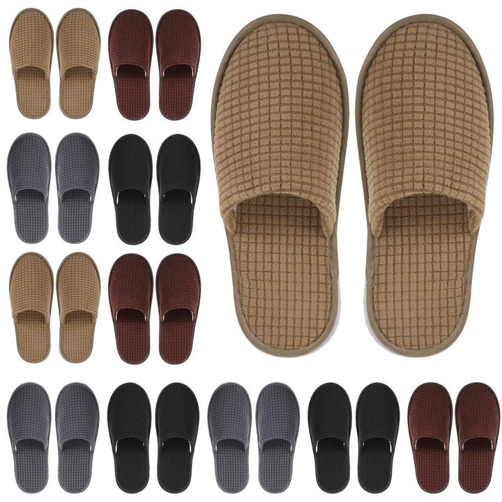 Geyoga 12-pair guest slippers front view for easy guest selection