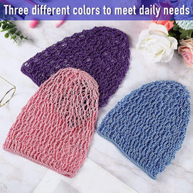Geyoga crochet-knit hairnet highlights soft rayon material and stretch.