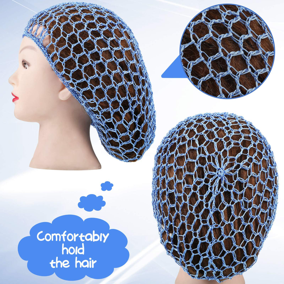 Geyoga gray hair net helps keep strands away from the face during rest.