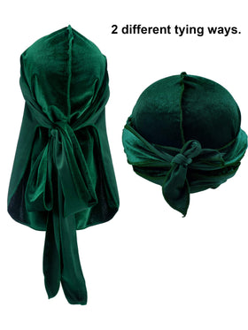 Geyoga long-tail durag with wide strap provides secure head coverage.
