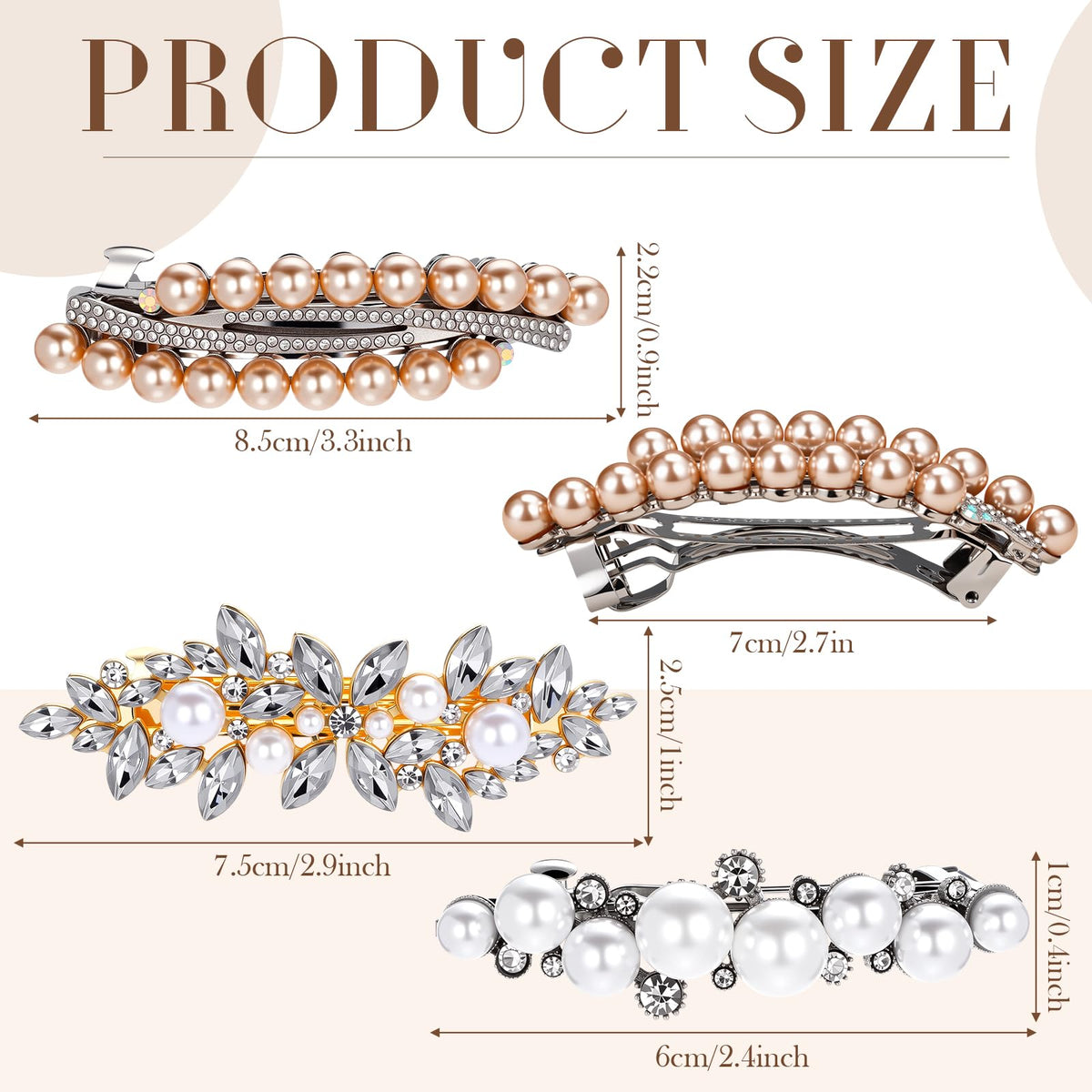 Geyoga pearl-crystal hair clip showcasing retro style for secure half-up looks.