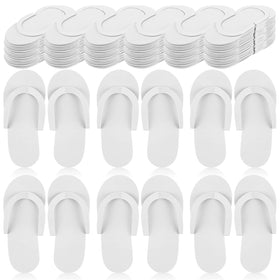 Geyoga disposable pedicure slippers in white, front view, soft EVA foam for salon comfort