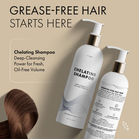 G-Fusion Chelating Shampoo foamy lather cleanses oil and residue.
