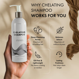 G-Fusion Chelating Shampoo removes mineral buildup for clarified strands.