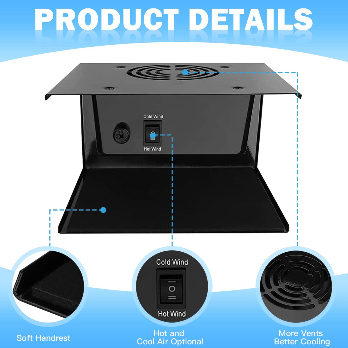 GGAIFbp nail dryer side profile displays compact, sturdy design ideal for salons