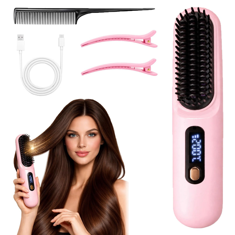 GGPR Go Brush Pro short hair straightener in action for quick, smooth styling.