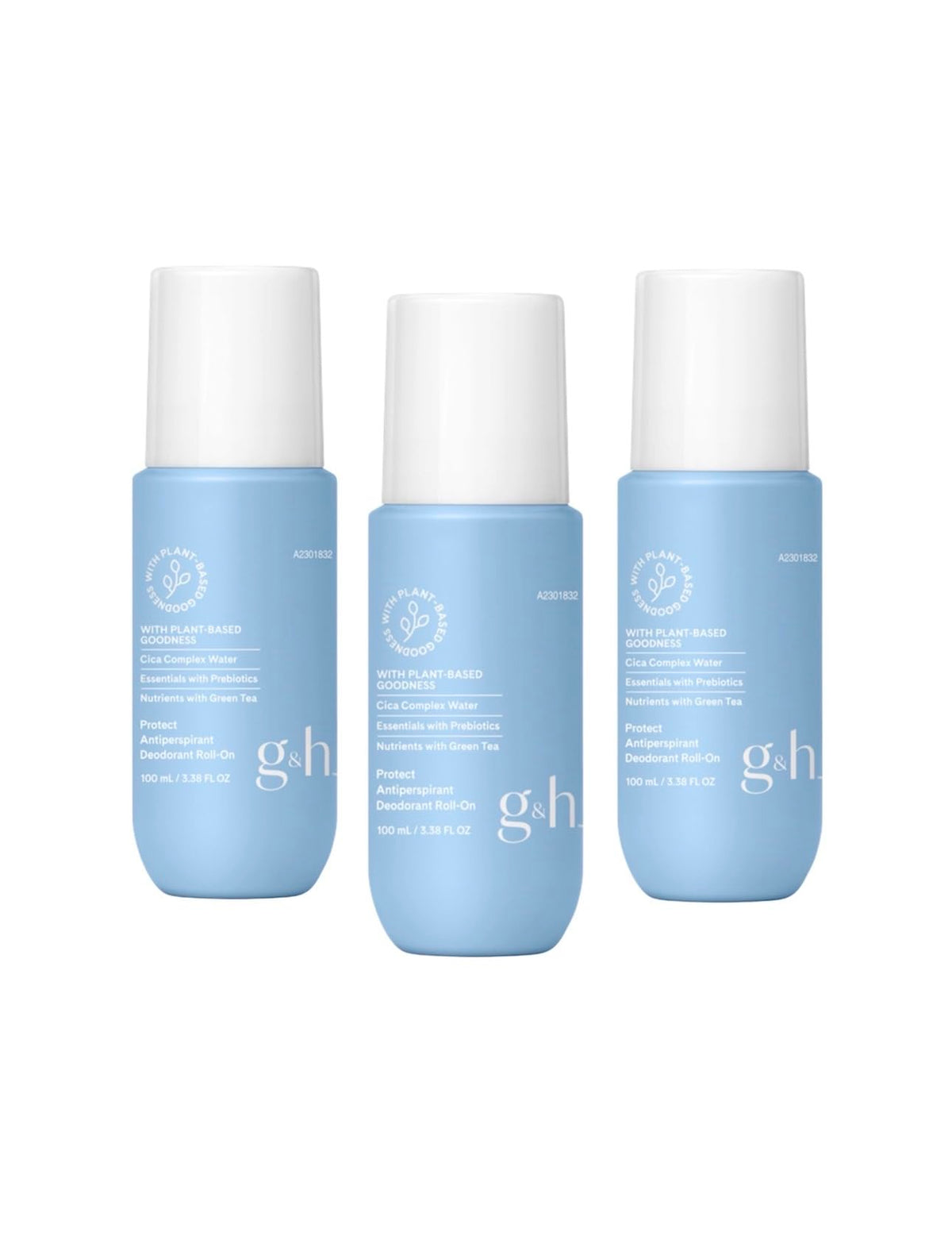 G&H Protect + deodorant roll-on bottle with new packaging for all-day freshness.