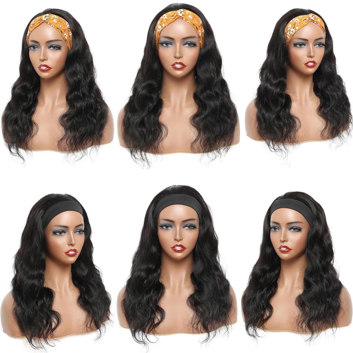Ghaadd headband wig uses Brazilian virgin hair for versatile styling.