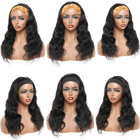 Ghaadd headband wig uses Brazilian virgin hair for versatile styling.