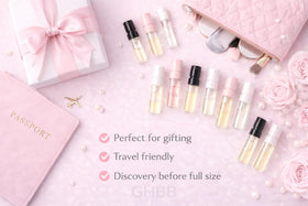 GHBB nine-vial collection highlights diverse fragrance families.