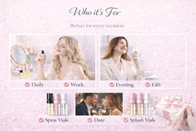 GHBB compact vial set enables scent testing before full bottle purchase.