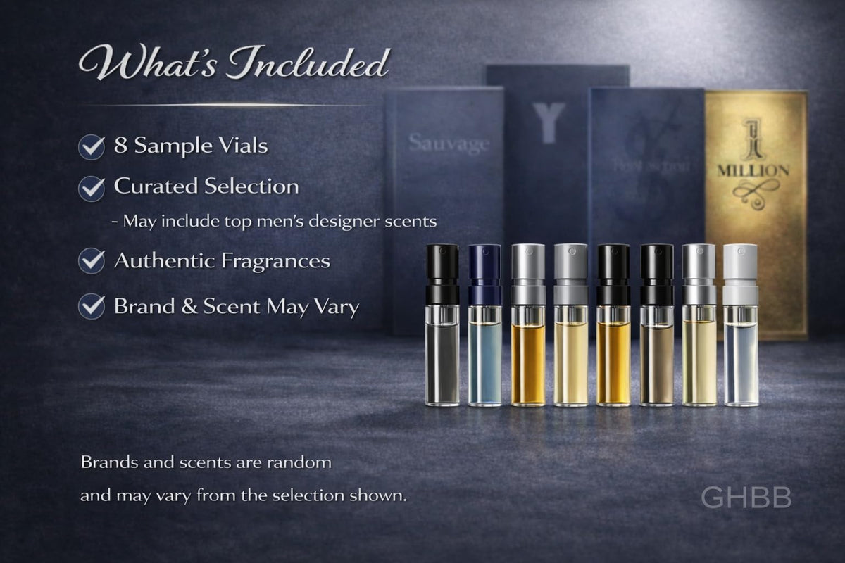 GHBB travel mini-vials sampler displays compact bottles ideal for on-the-go testing.