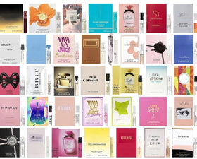 GHBB perfume sampler set packaging with nine mini vials for travel convenience.