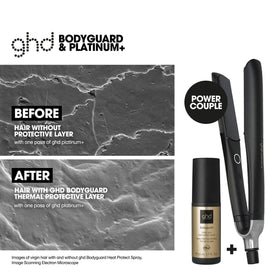 ghd Bodyguard Travel Heat Protectant spray dispense for easy coverage before heat tools.