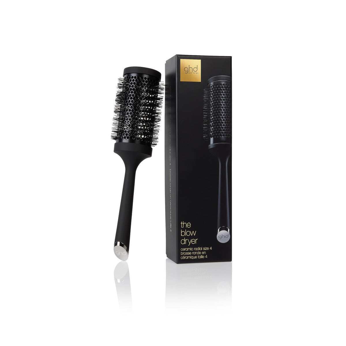 ghd ceramic vented round brush front view with 55mm barrel for volume