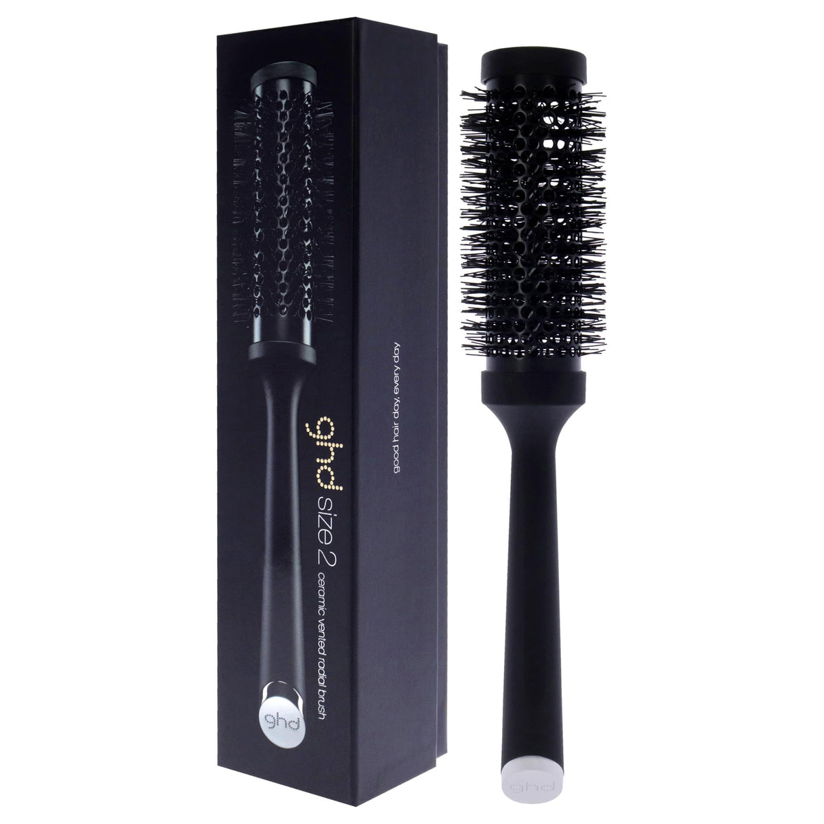 ghd ceramic vented round brush in use during blow-dry demonstrating airflow