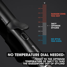 ghd Chronos Curve Grand heats to 365°F in 25 seconds for quick styling.