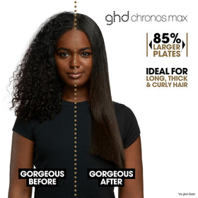ghd Chronos Styler ceramic plates close-up highlights superior shine and frizz reduction