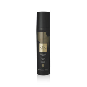ghd Curly Ever After Curl Hold Spray bottle showing lightweight heat protection for defined curls.