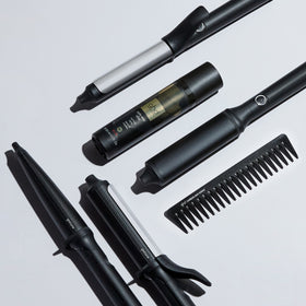 ghd Curly Ever After Curl Hold Spray styled curls show enhanced definition and smooth finish.