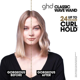 ghd Curve Soft Curl Iron in use, creating voluminous curls.