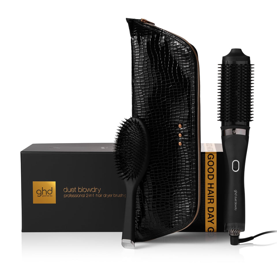 ghd Duet Blowdry Gift Set featuring the oval Dresser brush for salon-grade volume.