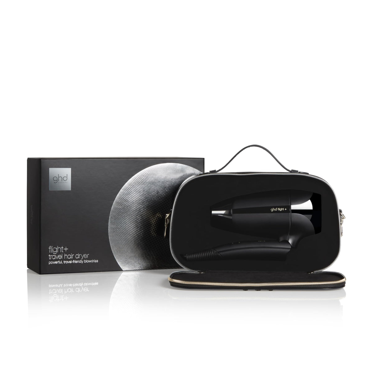 ghd Flight+ 1300W compact motor delivers fast drying on the go.