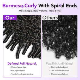 GHkfs Burmese Curly Wig spiral ends close-up showing bounce and texture