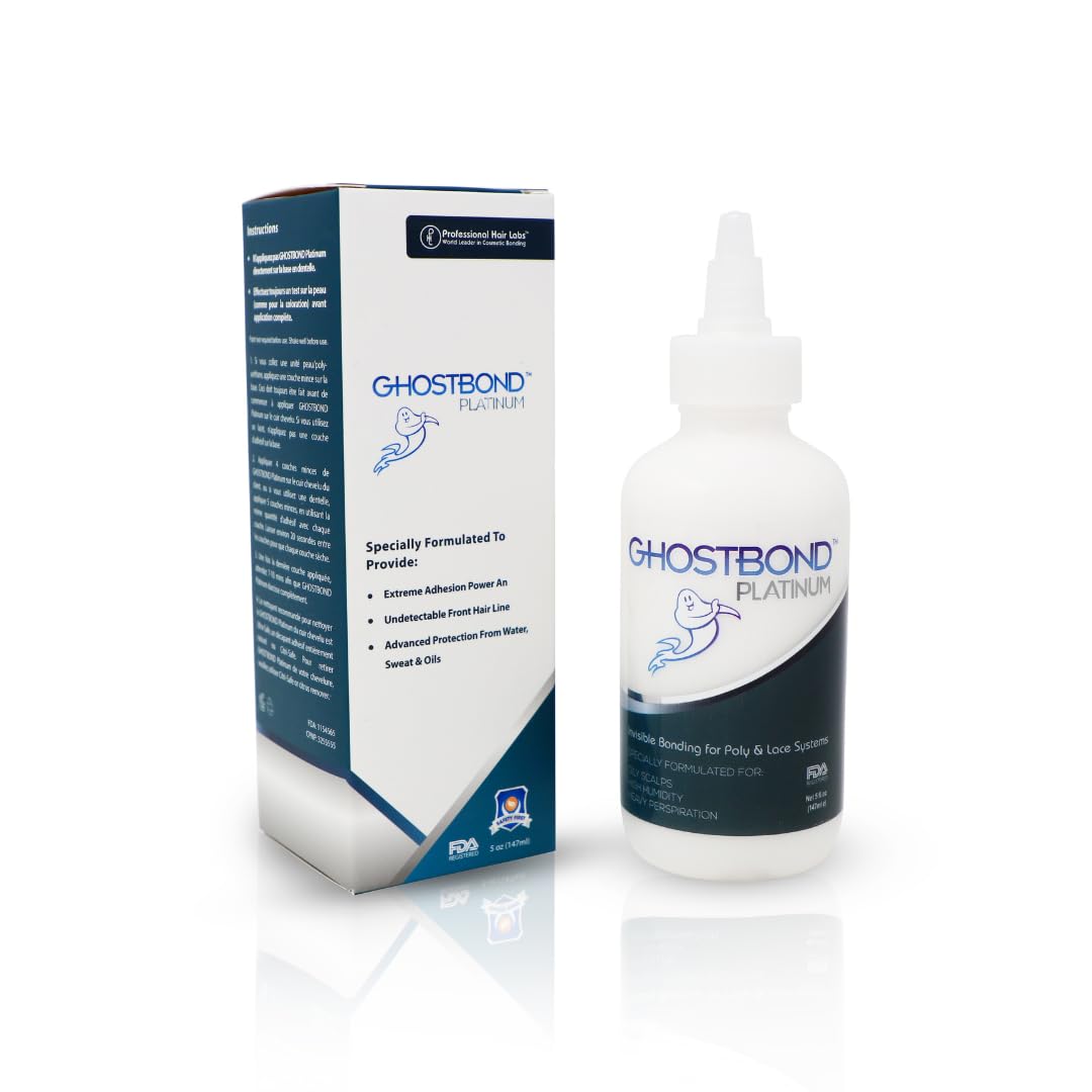 GhostBond Platinum wig glue packaging highlights durable, long-lasting adhesion.