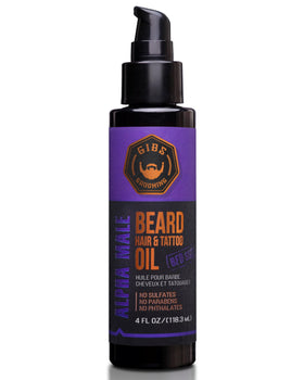 GIBS Alpha Male oil bottle top view for beard and skin nourishment