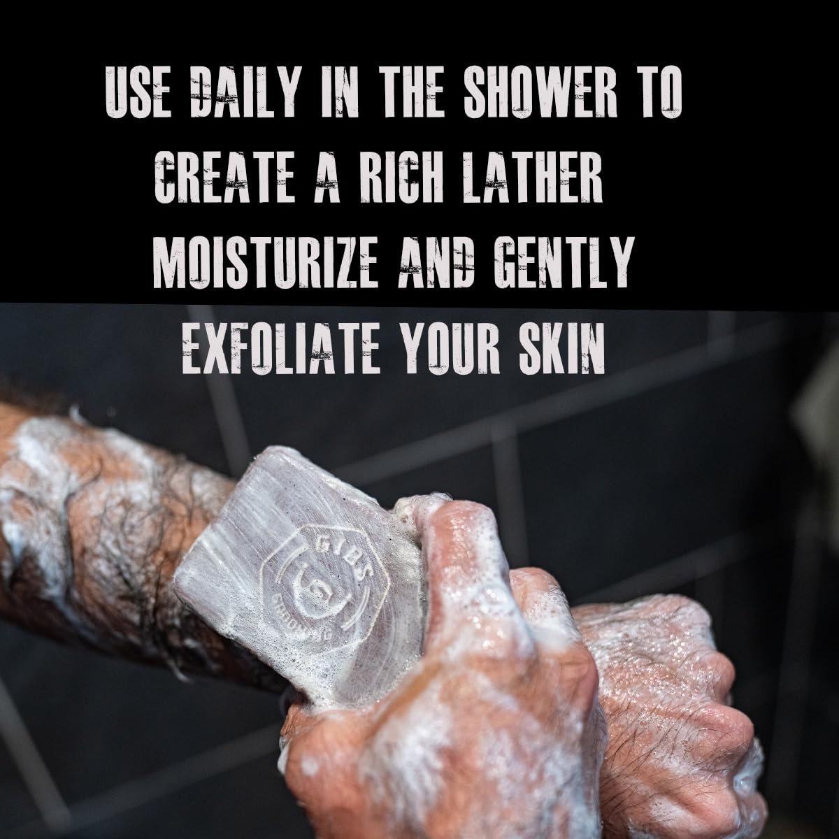 GIBS Alpha Male vanilla bar in shower scene for refreshing cleansing