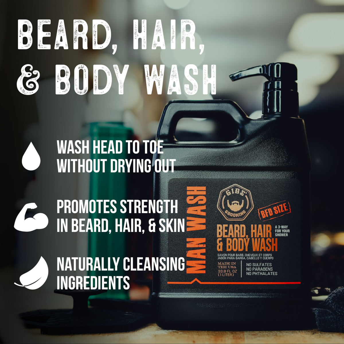 GIBS Amber Man Wash lather on hair for easy rinse and manageability
