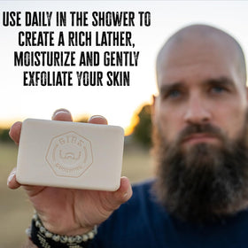 Creamy lather from GIBS Bio Fuel sandalwood bar in use