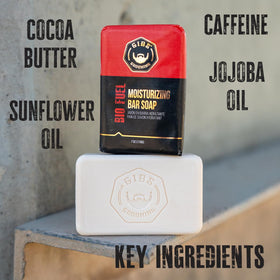 Closeup of GIBS Bio Fuel bar reveals sandalwood notes and texture