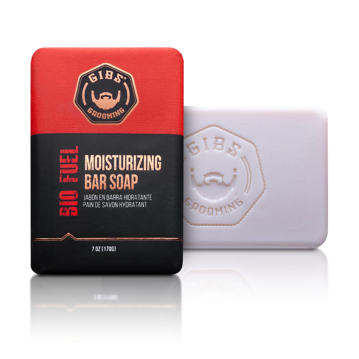 GIBS Bio Fuel sandalwood bar packaging suggests daily moisturizing routine