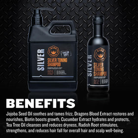GIBS Silver Shampoo on hair and beard highlights versatile use.