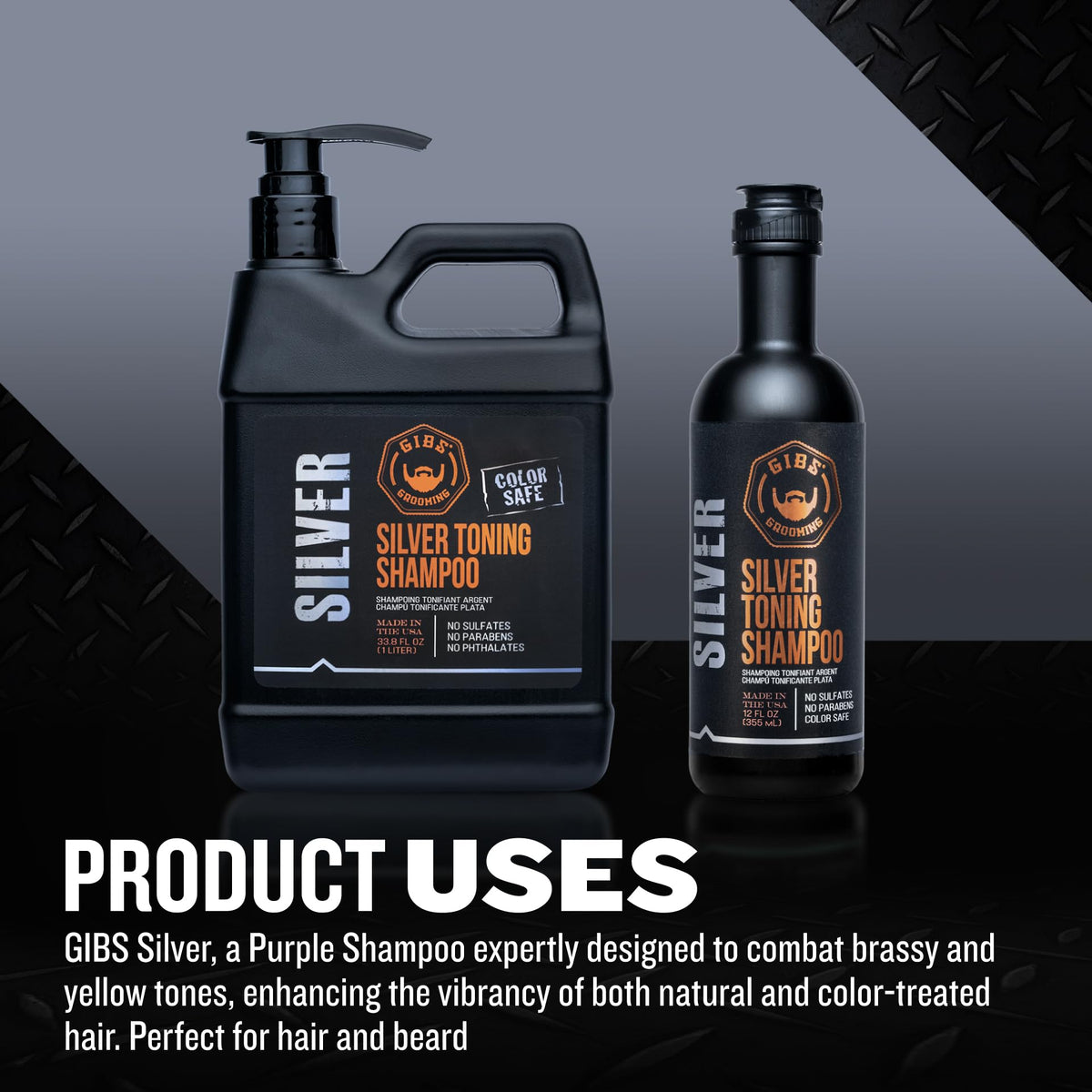 GIBS Silver Shampoo pour into hand showing easy application for toning.