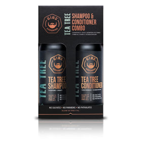 GIBS Tea Tree Shampoo bottle with invigorating biotin and menthol for scalp refreshment.