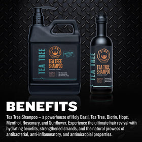 GIBS Tea Tree Shampoo label close-up highlighting sulfate-free cleansing.