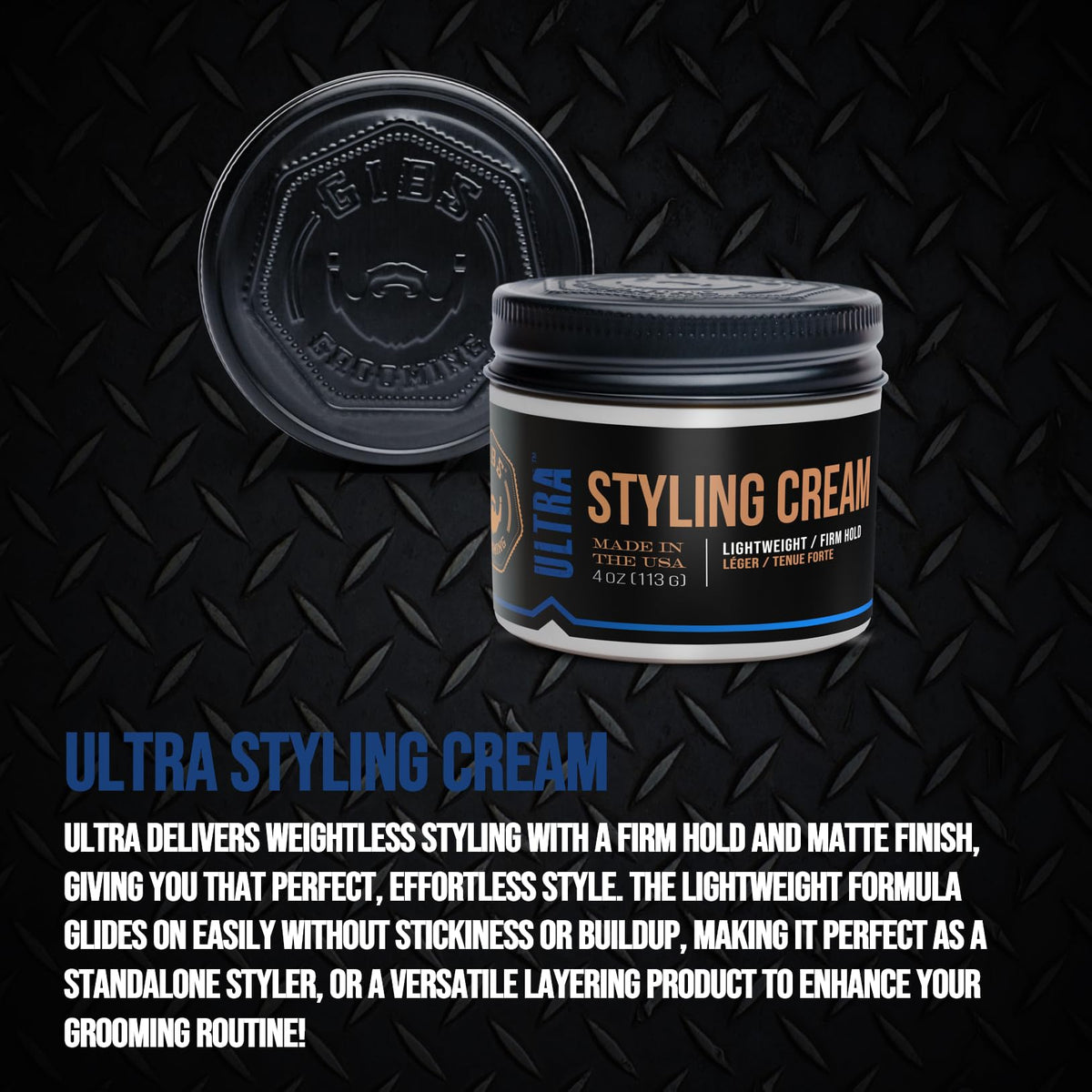 GIBS Ultra Styling Cream hair styling application demonstrates easy glide and non sticky feel