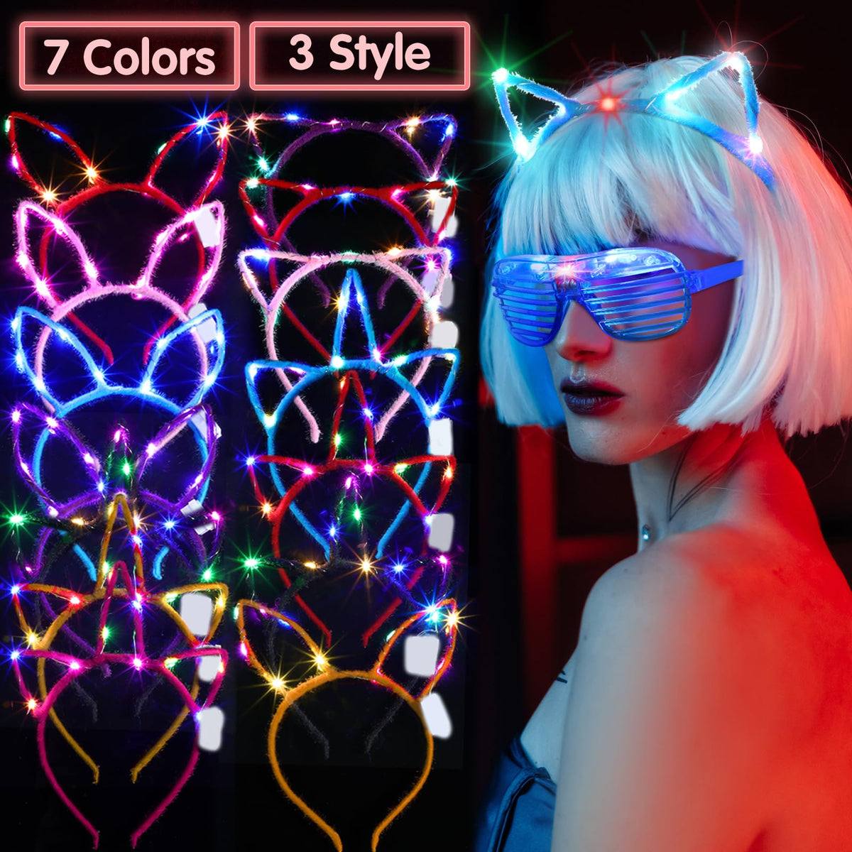 Giegxin glow headbands LED battery switch for quick on/off control.