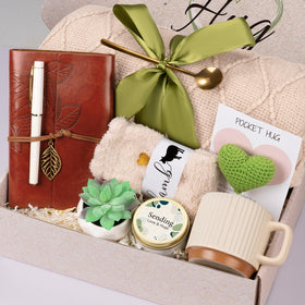 GiftSketch khaki knitted blanket for warm, relaxing evenings.