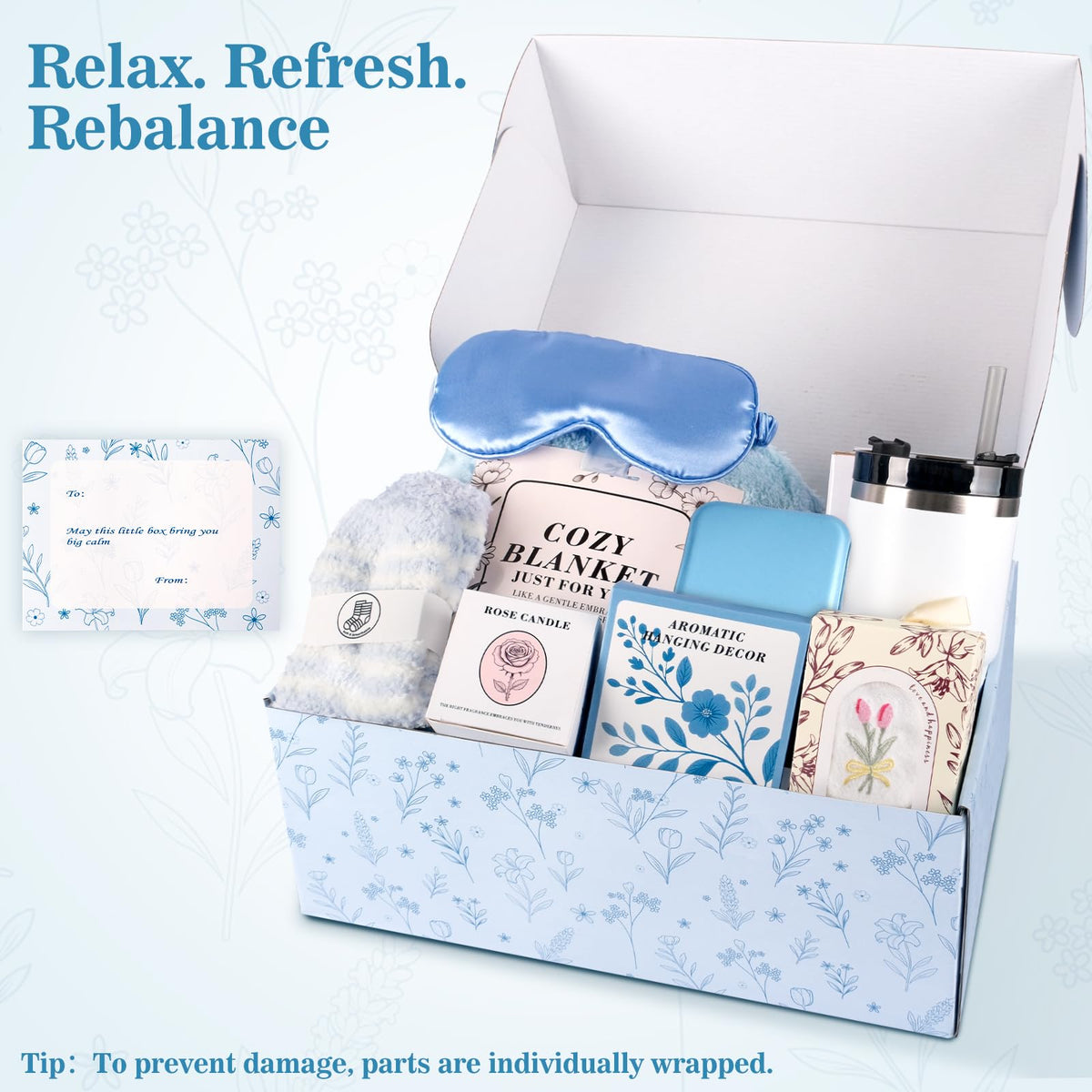 GiftBliss greeting card with scented sachet completing a thoughtful gift.