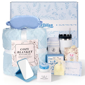 GiftBliss spa gift basket in elegant box, ready to gift for special occasions.