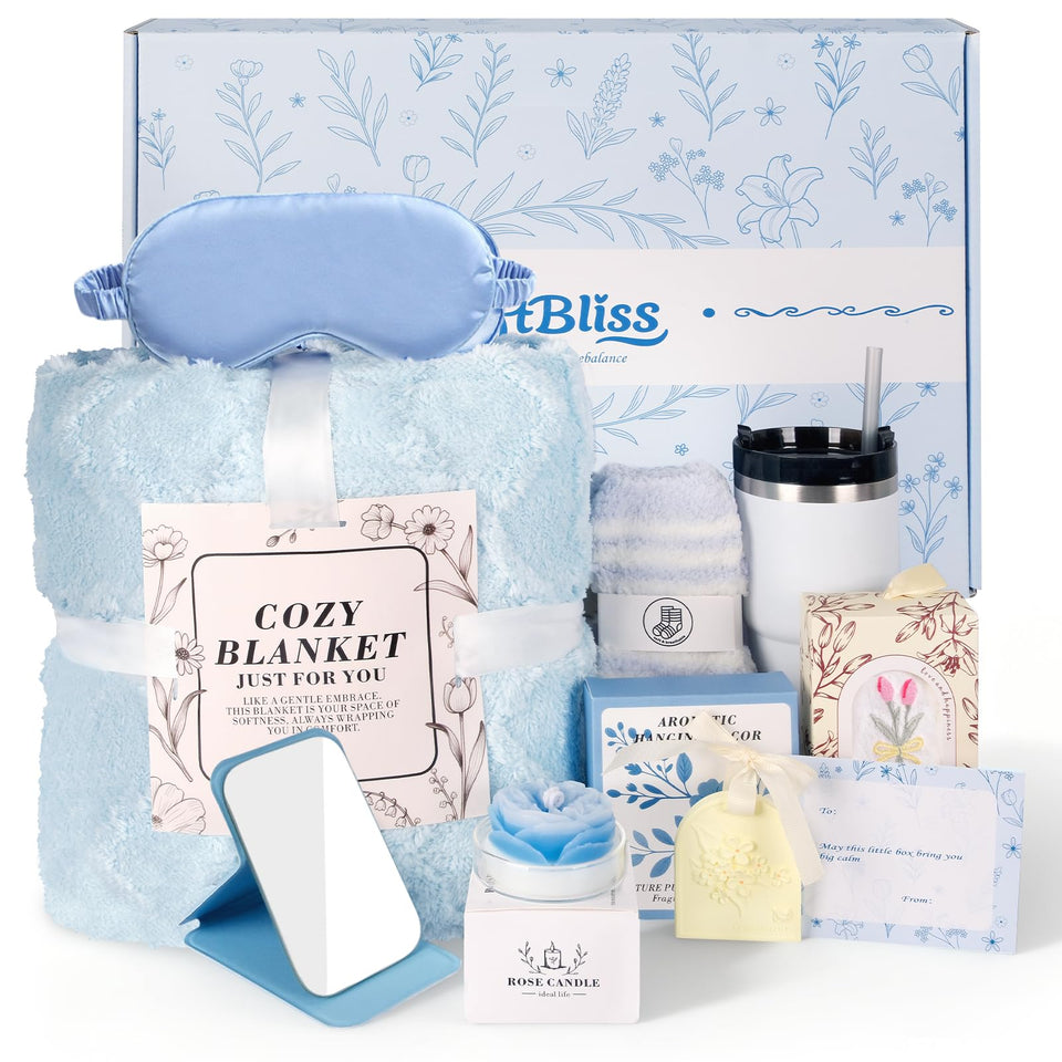 GiftBliss spa gift basket in elegant box, ready to gift for special occasions.