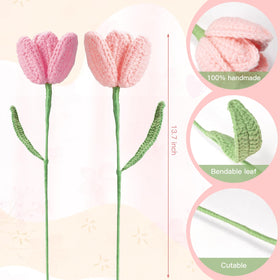 GiftHarbor knitted tulips bouquet decorative handmade flowers