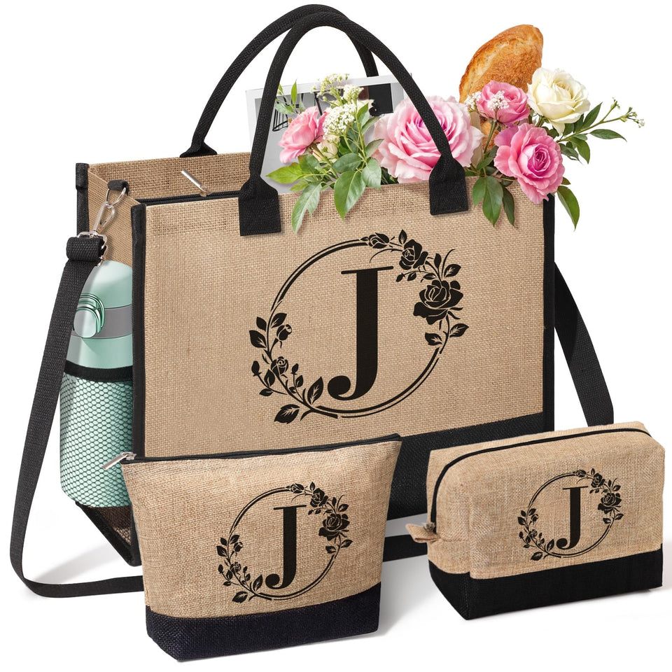 GiftHarbor monogram tote bag embroidery detail for a personalized gift touch.