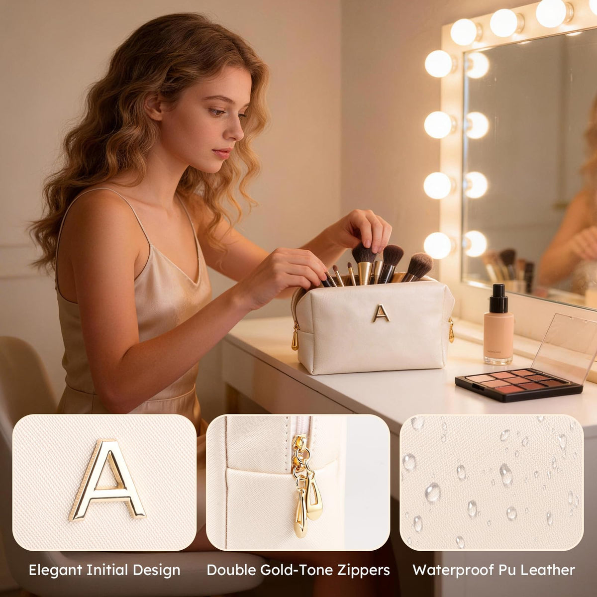Giftota monogrammed makeup bag stylishly organizing beauty essentials