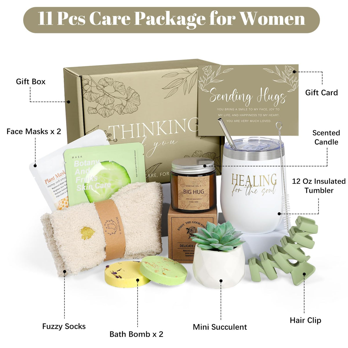GiftPeak Get Well Soon box contents promote a relaxing at-home spa moment.